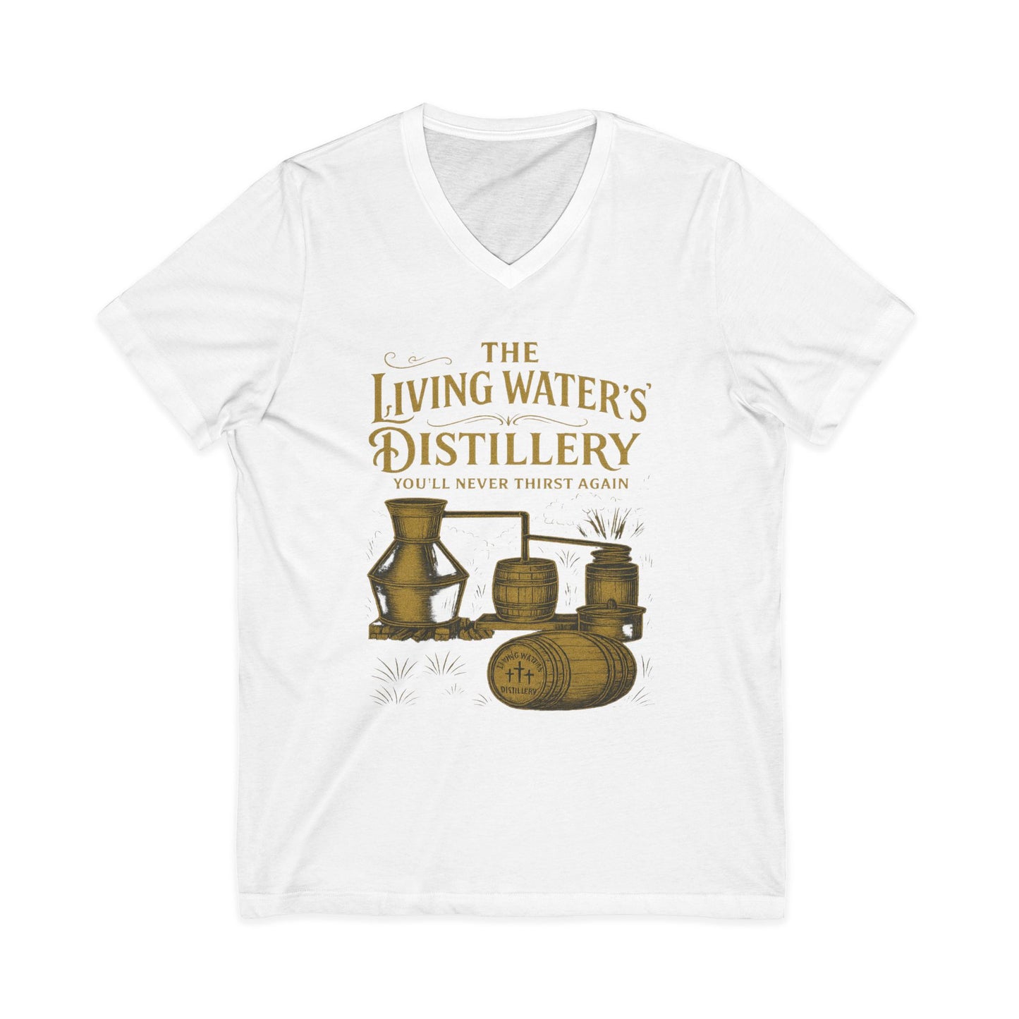 The Living Waters’ Distillery V-Neck Tee